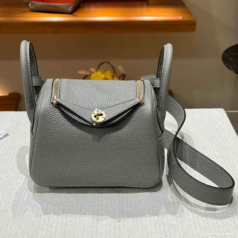 Lindy Leather Hermes Gold Togo In Mini Marble Hardware Bag 0503